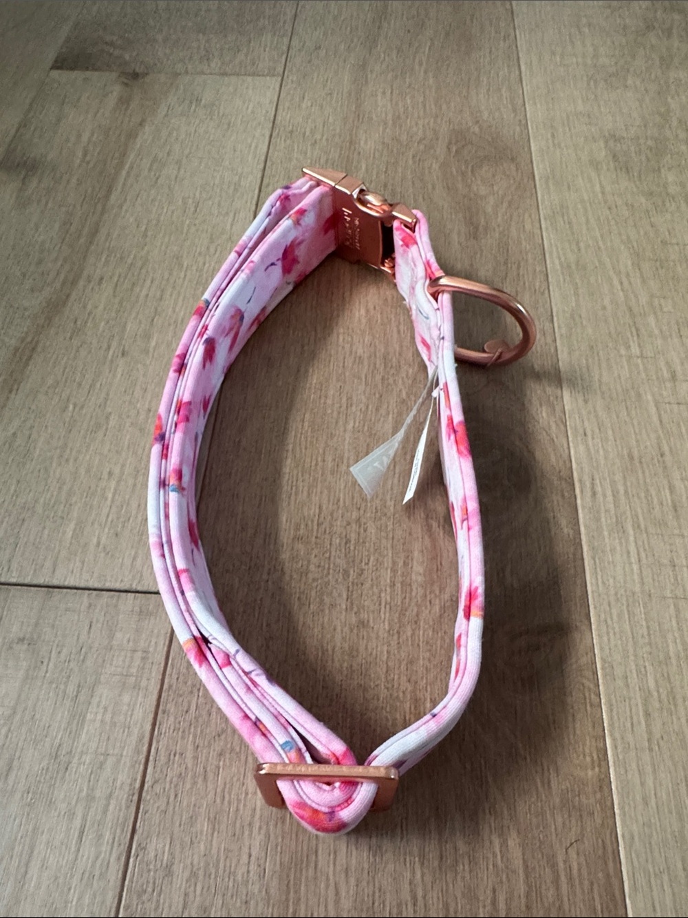 Top Paw Pink Floral Dog collar with Rose Gold Clip On Hardware